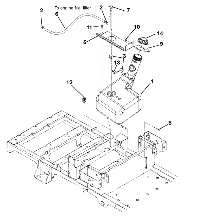 Fuel Tank Diagram and Parts List for 915159 010000 - Ariens Lawn Tractor
