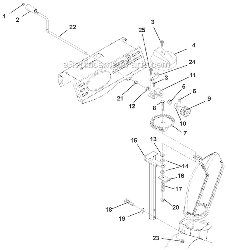 Discharge Chute Diagram and Parts List for 916003 000101- Ariens Snow Blower