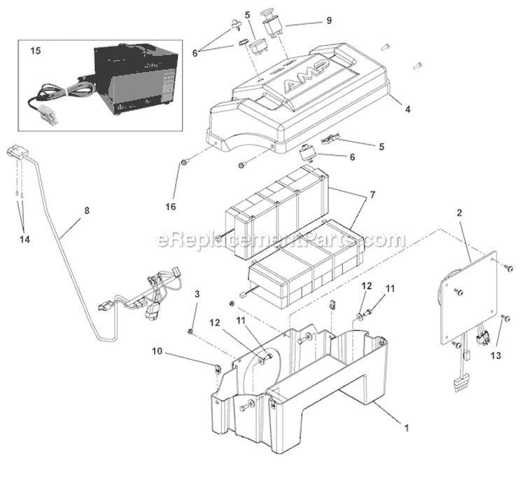 Batteries and Electrical Diagram and Parts List for 916003 035000- Ariens Snow Blower