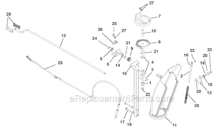 Discharge Chute Diagram and Parts List for 916003 035000- Ariens Snow Blower