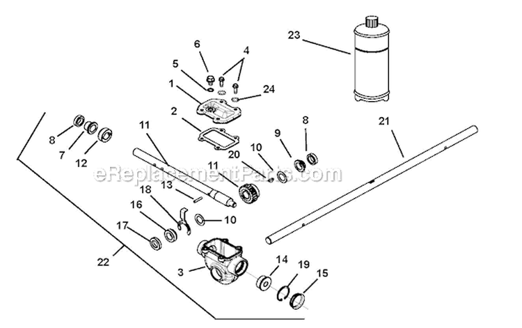 Gear Case and Impeller Diagram and Parts List for 916003 035000- Ariens Snow Blower