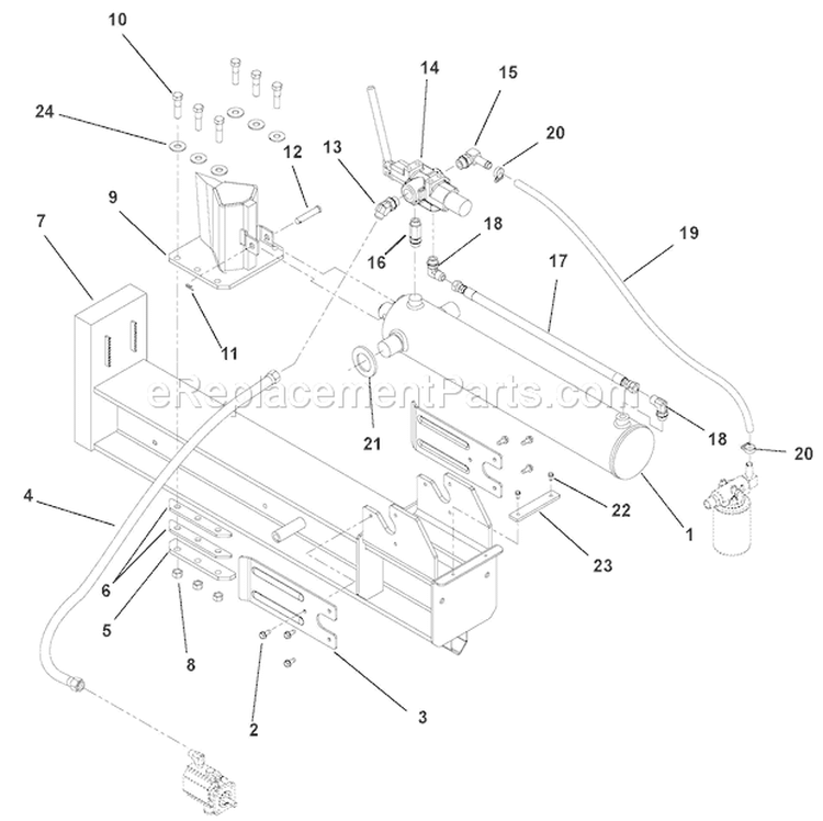 Beam And Hydraulic Cylinder Diagram and Parts List for 917001 001400 Ariens Log Splitter