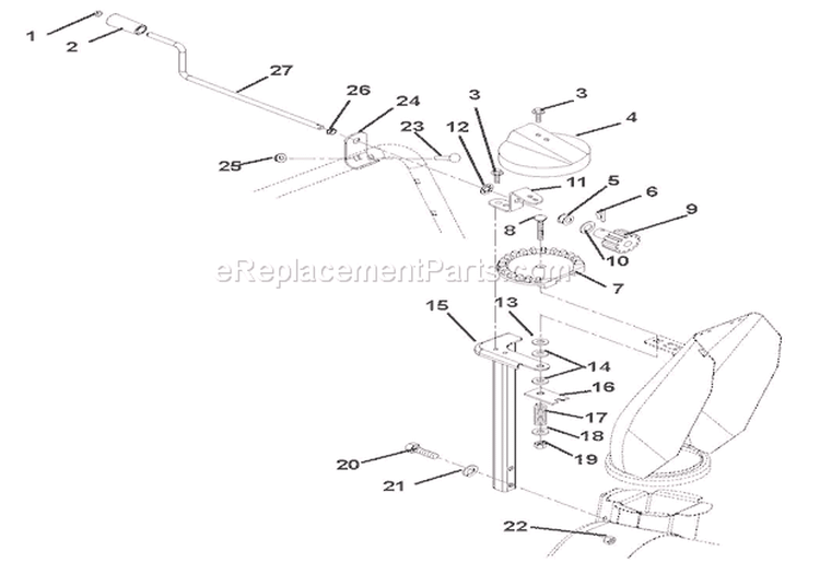 Discharge Chute Crank Diagram and Parts List for 920001 000101 Ariens Snow Blower