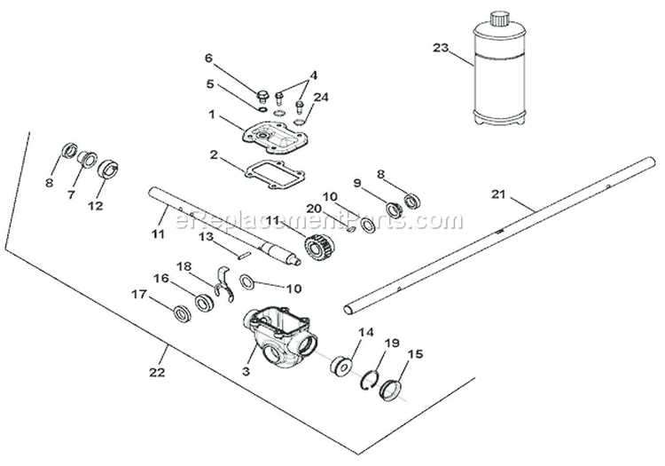 Gear Case And Impeller Diagram and Parts List for 920014 035000 Ariens Snow Blower