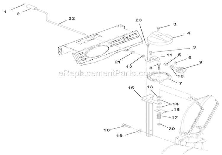 Discharge Chute Crank Diagram and Parts List for 920016 000101 Ariens Snow Blower