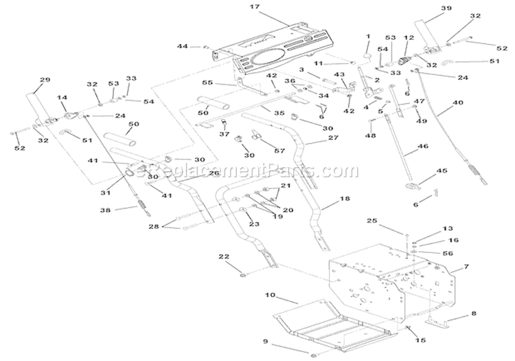 Handlebars And Controls Diagram and Parts List for 920016 000101 Ariens Snow Blower