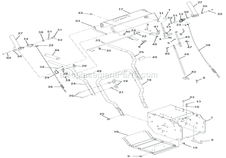 Handlebars And Controls Diagram and Parts List for 920301 000101 Ariens Snow Blower