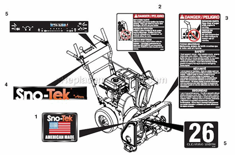 Page B Diagram and Parts List for 920400 000101 Ariens Snow Blower