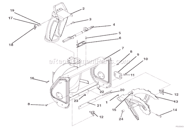 Auger And Chute Diagram and Parts List for 920401 000101 Ariens Snow Blower