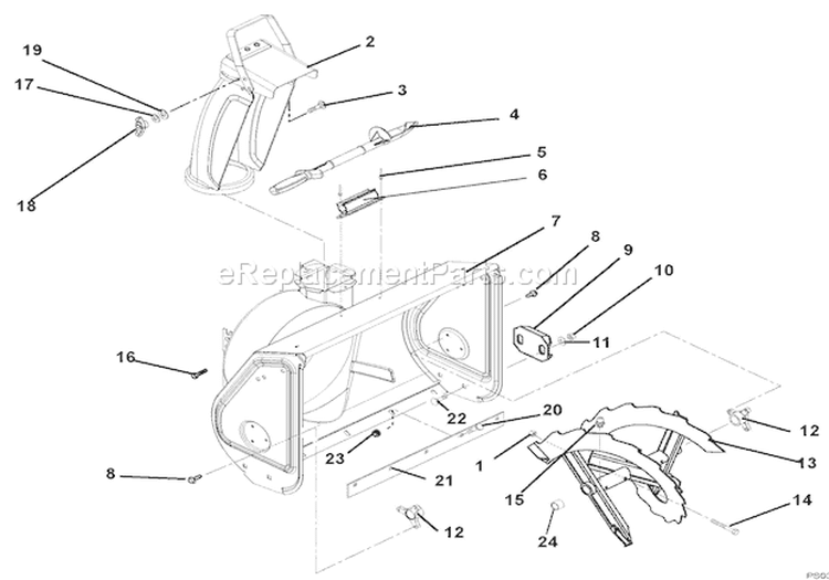 Auger And Chute Diagram and Parts List for 920402 000101 Ariens Snow Blower