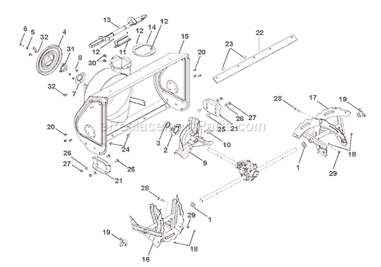 Auger And Chute Diagram and Parts List for 920402 035000 Ariens Snow Blower