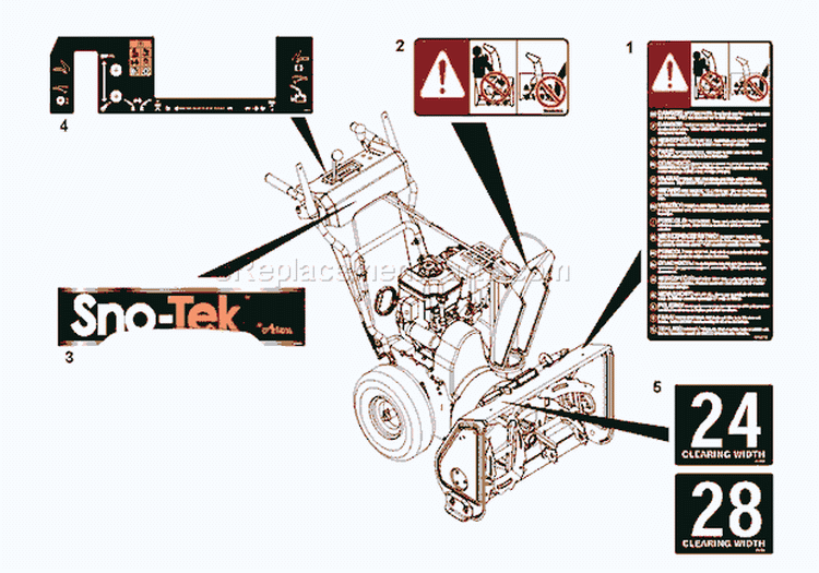 Decals Diagram and Parts List for 920404 035000 Ariens Snow Blower