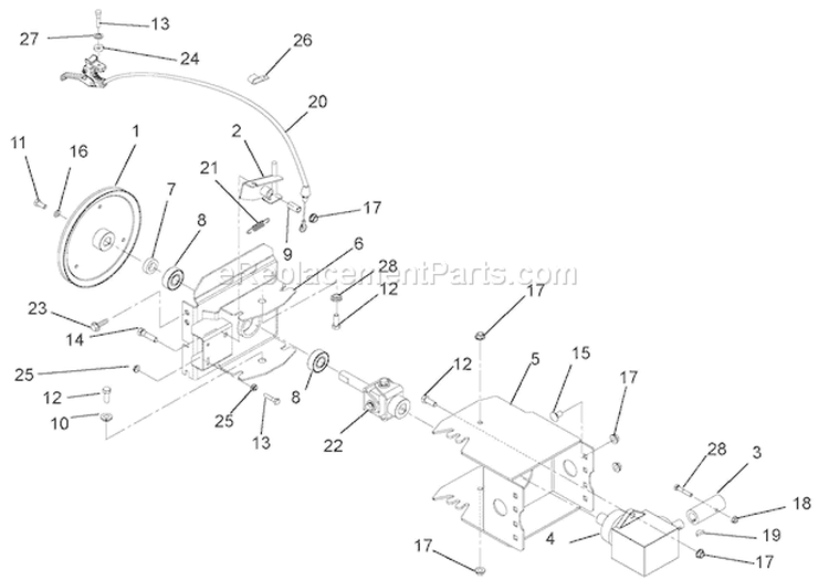 Brush Drive Unit Diagram and Parts List for 920500 000101 Ariens Snow Blower