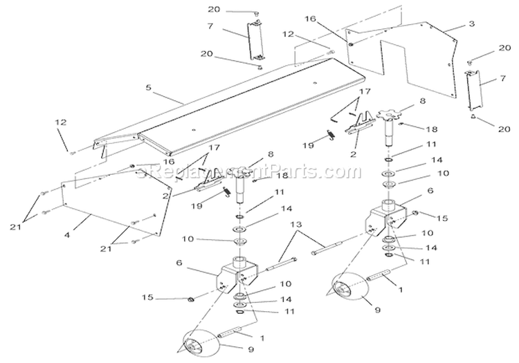 Brush Head Diagram and Parts List for 920500 000101 Ariens Snow Blower