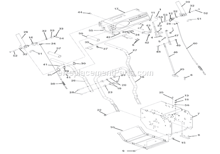 Handlebars And Controls Diagram and Parts List for 920501 000101 Ariens Snow Blower
