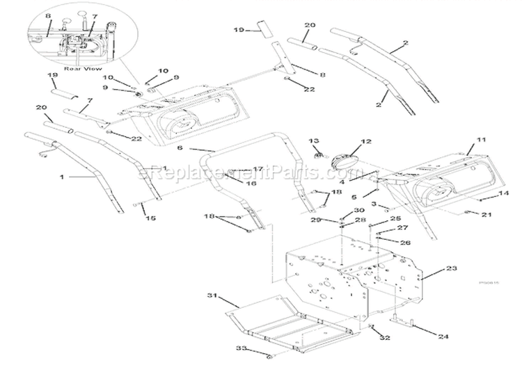 Handlebars And Controls Diagram and Parts List for 921004 000101 Ariens Snow Blower
