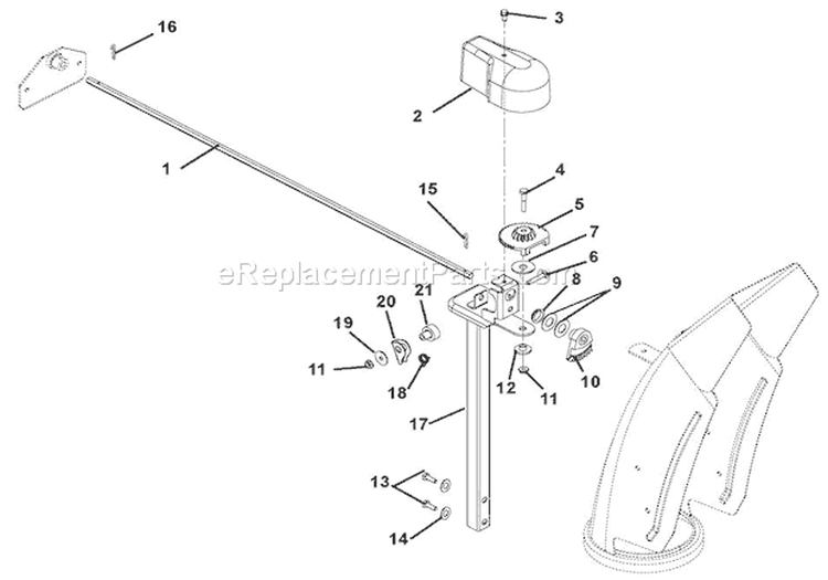Discharge Chute Diagram and Parts List for 921008 000101 Ariens Snow Blower