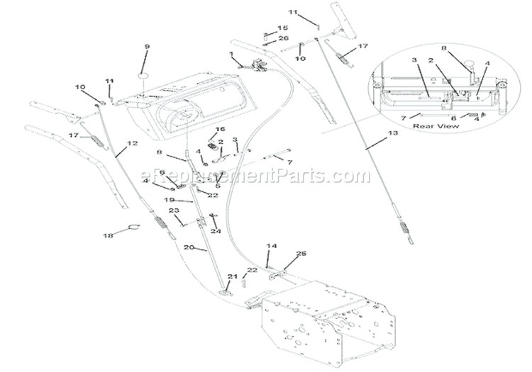Cables And Controls Diagram and Parts List for 921010 000101 Ariens Snow Blower