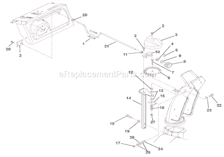 Discharge Chute Diagram and Parts List for 921010 000101 Ariens Snow Blower