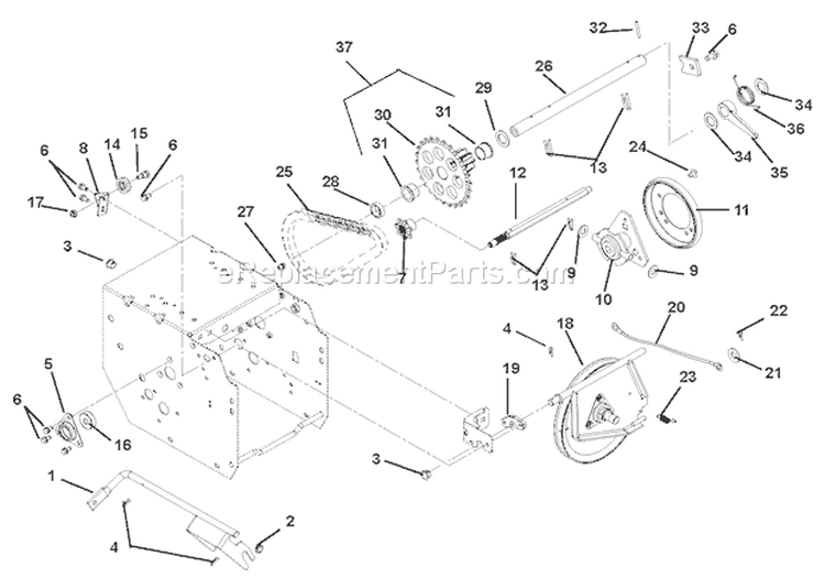 Friction Drive Diagram and Parts List for 921010 000101 Ariens Snow Blower