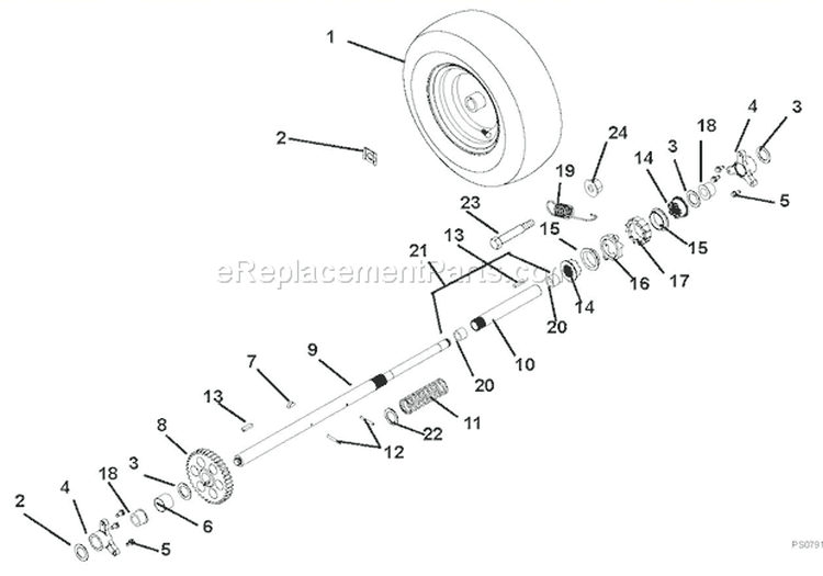 Wheels And Axles Diagram and Parts List for 921010 000101 Ariens Snow Blower