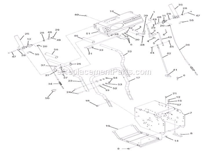 Handlebars And Controls Diagram and Parts List for 921011 000101 Ariens Snow Blower