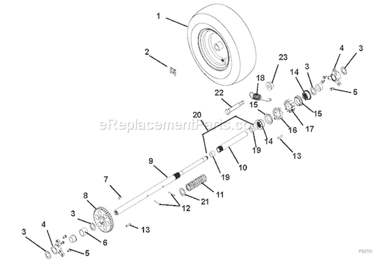 Wheels And Axles Diagram and Parts List for 921013 015001 Ariens Snow Blower