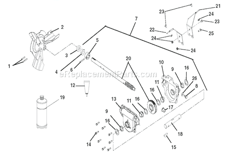 Gear Case Aluminum Diagram and Parts List for 921016 000101 Ariens Snow Blower