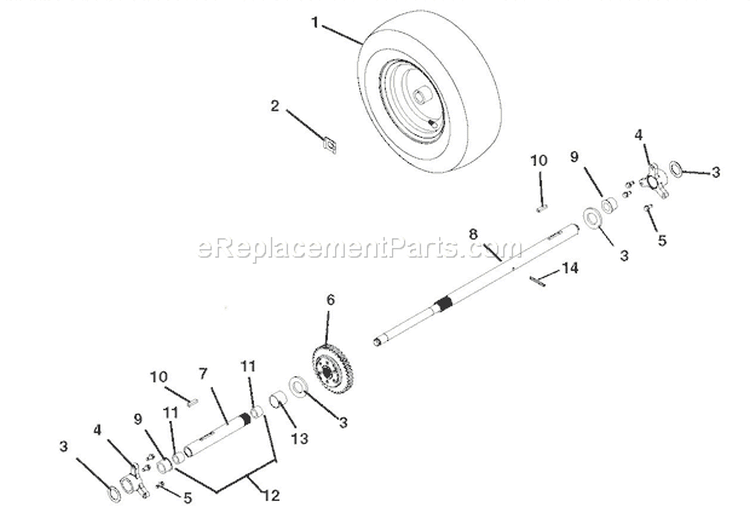 Wheels And Axles Diagram and Parts List for 921017 000101 Ariens Snow Blower