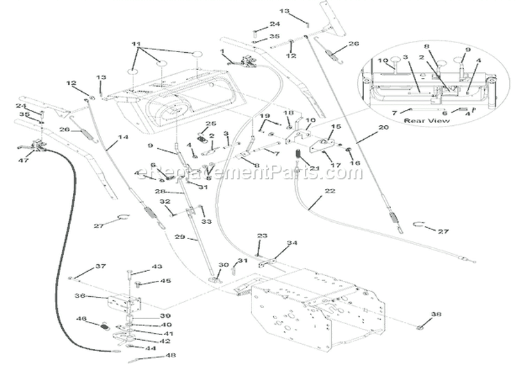 Cables And Controls Diagram and Parts List for 921013 015001 Ariens Snow Blower