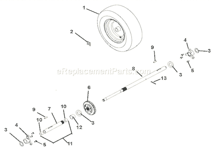 Wheels And Axles Diagram and Parts List for 921017 004601 Ariens Snow Blower