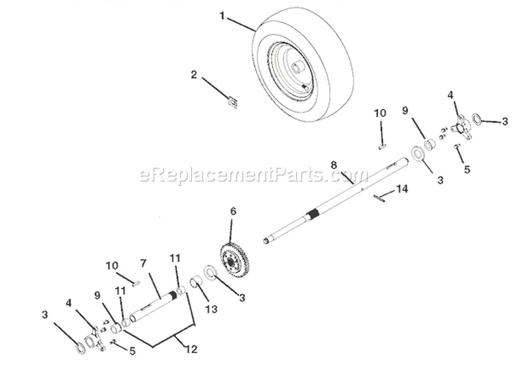 Wheels And Axles Diagram and Parts List for 921018 000101 Ariens Snow Blower