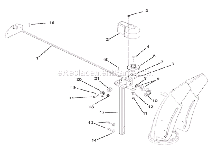 Discharge Chute Diagram and Parts List for 921017 004601 Ariens Snow Blower
