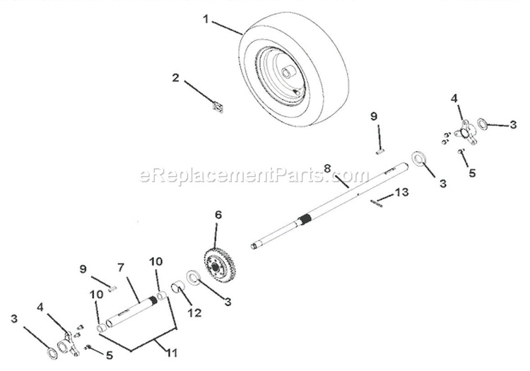 Wheels And Axles Diagram and Parts List for 921018 004701 Ariens Snow Blower