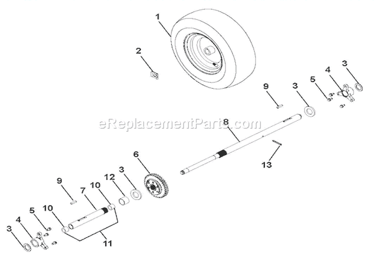 Wheels And Axles Diagram and Parts List for 921018 035000 Ariens Snow Blower