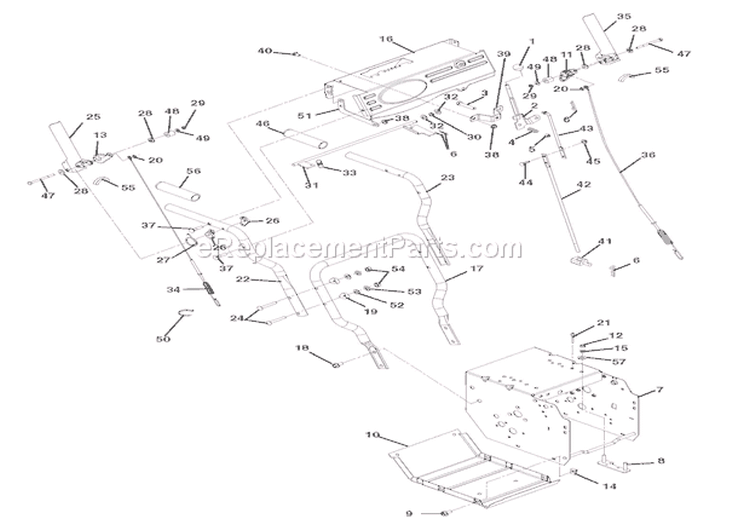 Handlebars And Controls Diagram and Parts List for 921019 000101 Ariens Snow Blower