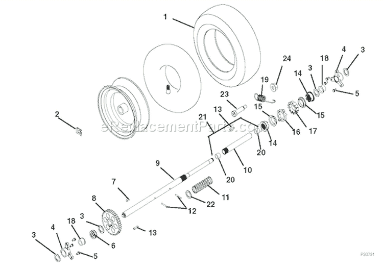 Wheels And Axles Diagram and Parts List for 921020 000101 Ariens Snow Blower