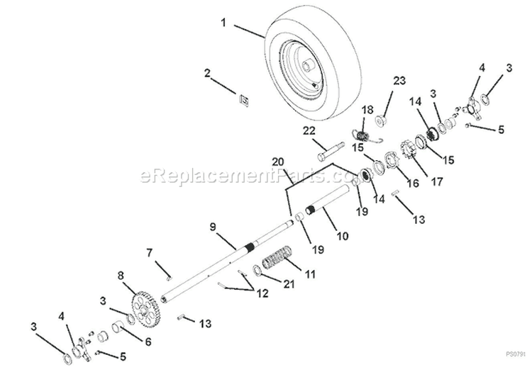 Wheels And Axles Diagram and Parts List for 921022 000101 Ariens Snow Blower