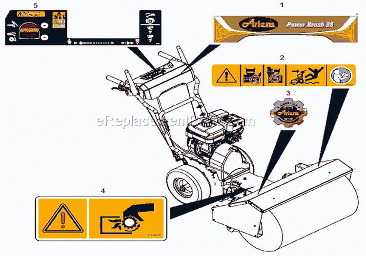 Decals Safety Diagram and Parts List for 921025 035000 Ariens Snow Blower
