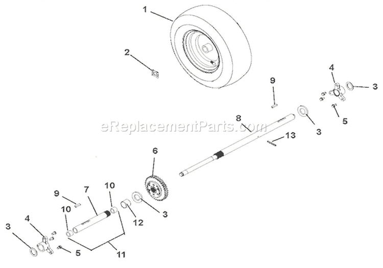 Wheels And Axles Diagram and Parts List for 921025 035000 Ariens Snow Blower