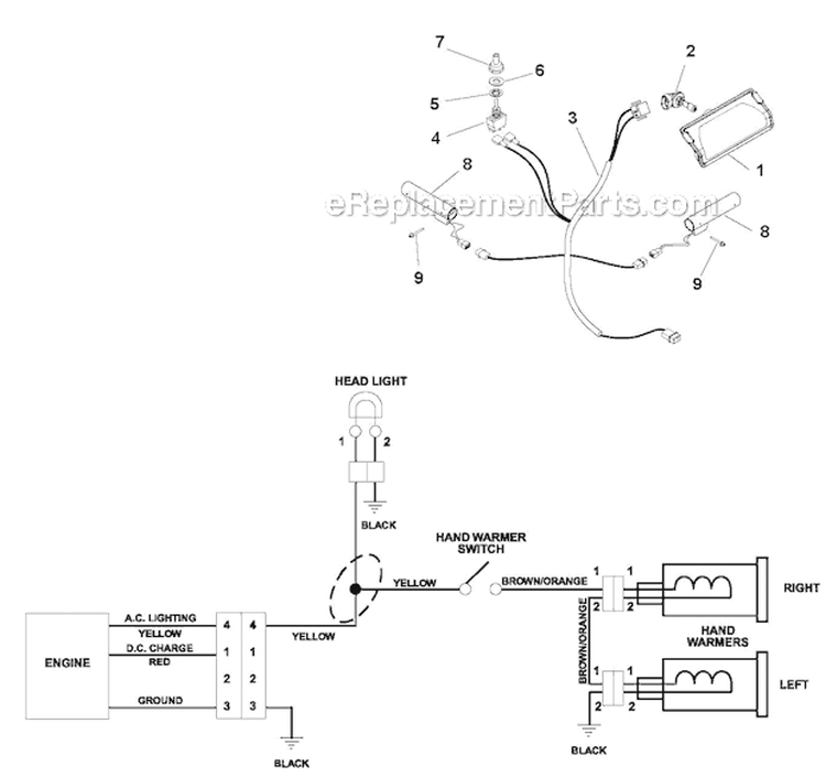 Electrical and Wiring Diagram Diagram and Parts List for 921027 000101- Ariens Snow Blower