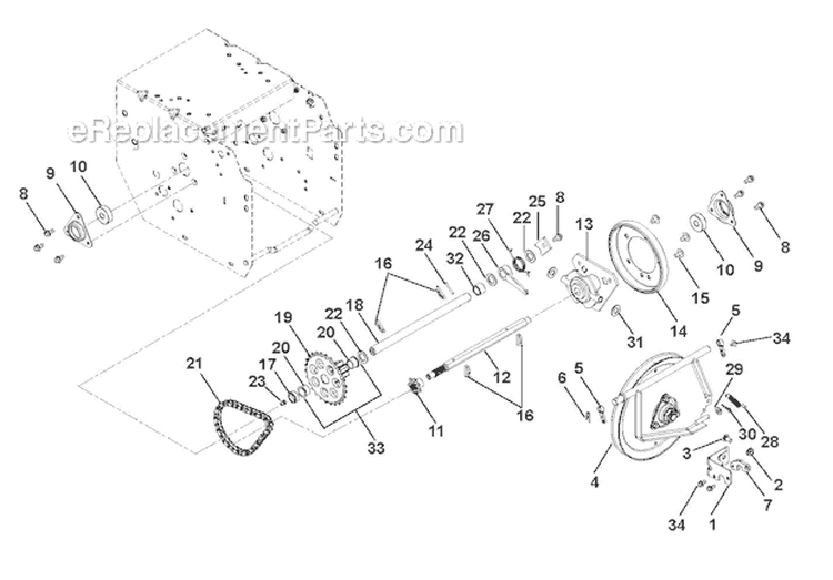Friction Drive Diagram and Parts List for 921027 000101- Ariens Snow Blower
