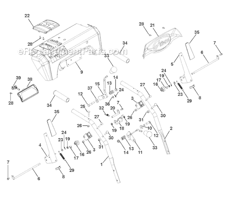 Handlebars and Controls Diagram and Parts List for 921027 000101- Ariens Snow Blower