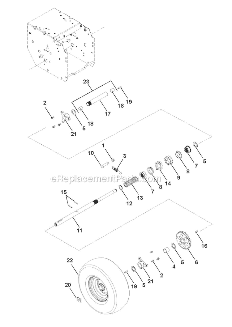 Wheels and Axles Diagram and Parts List for 921027 000101- Ariens Snow Blower