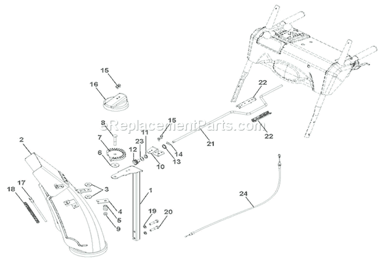 Discharge Chute Diagram and Parts List for 921031 000101 Ariens Snow Blower