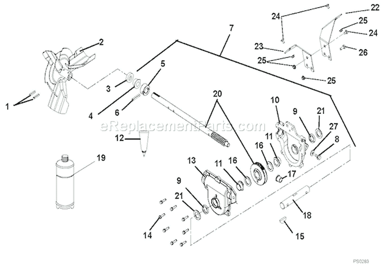 Gear Case Aluminum Diagram and Parts List for 921003 000101 Ariens Snow Blower