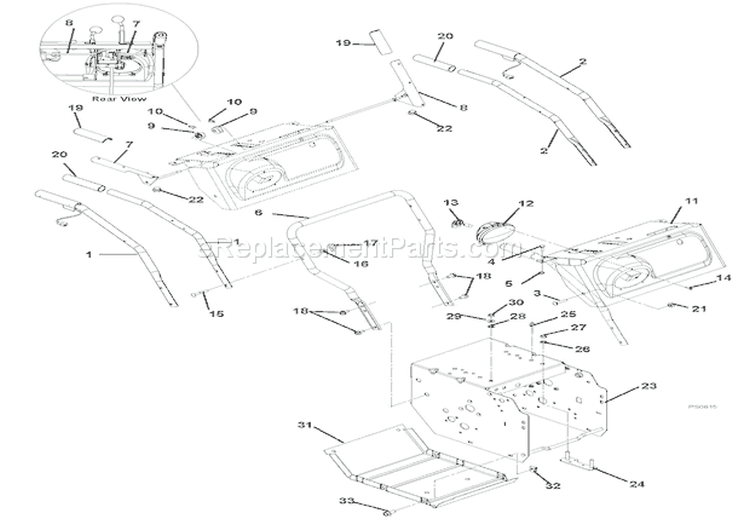 Handlebars And Controls Diagram and Parts List for 921301 000101 Ariens Snow Blower