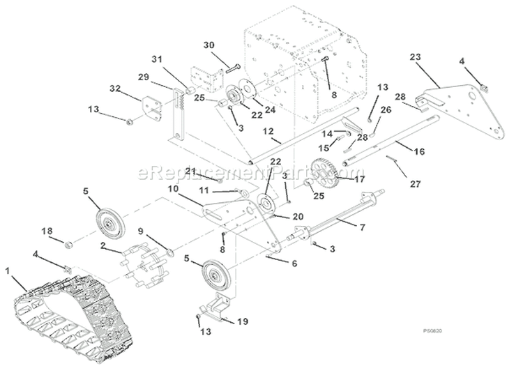 Track And Axles Diagram and Parts List for 921302 000101 Ariens Snow Blower