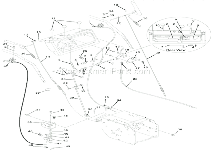 Cables And Controls Diagram and Parts List for 921302 000101 Ariens Snow Blower