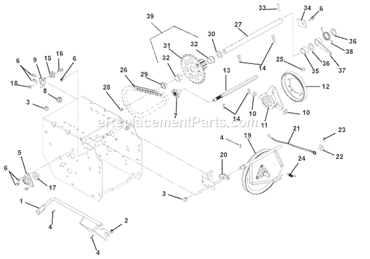 Friction Drive Diagram and Parts List for 921004 002001 Ariens Snow Blower